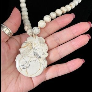 Vintage Cream Marble Pendant Necklace